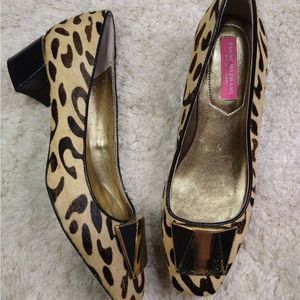 Isaac Mizrahi Calf Hair Animal Print Block Heels